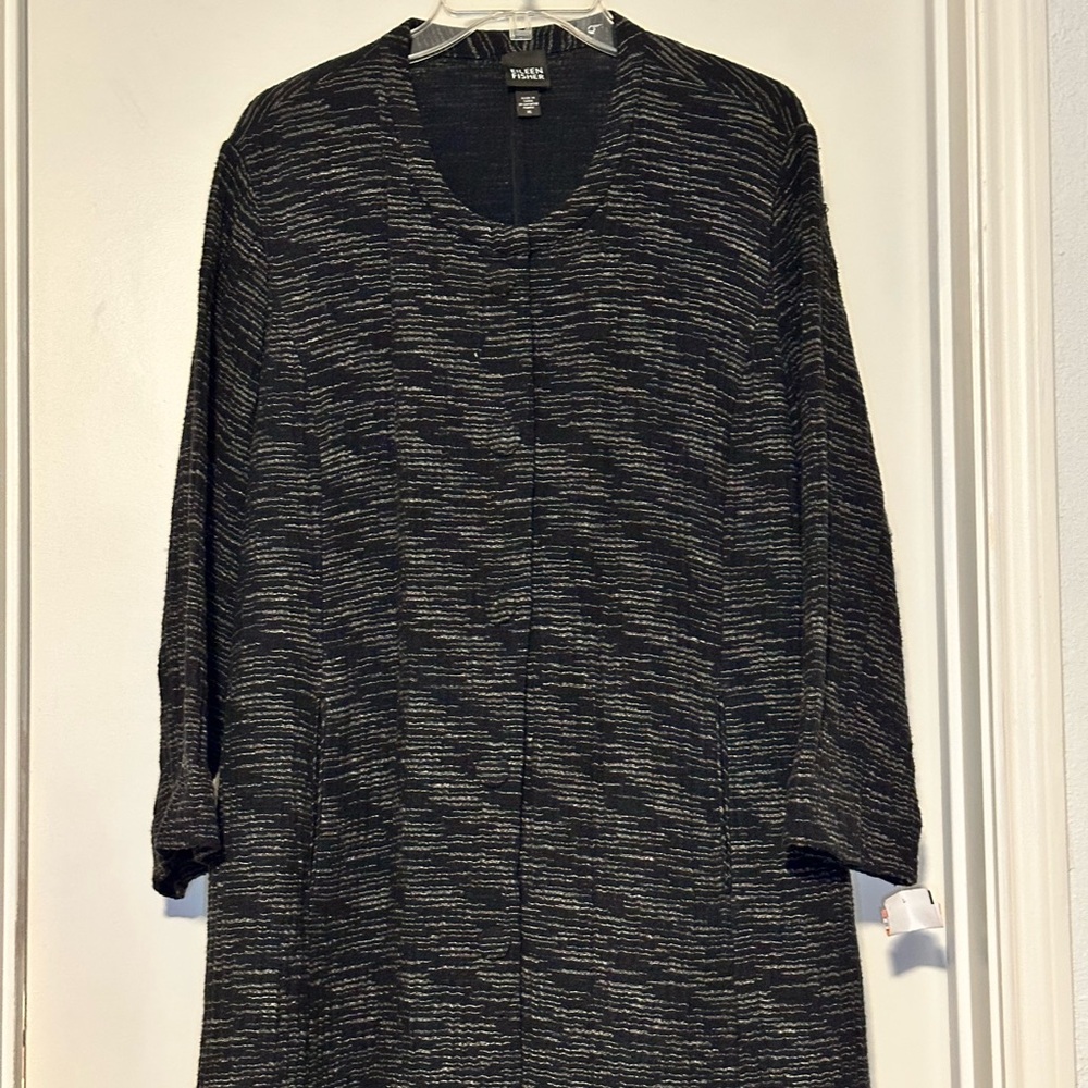 Eileen Fisher Charcoal and Black Long Sleeve Jacket. XL